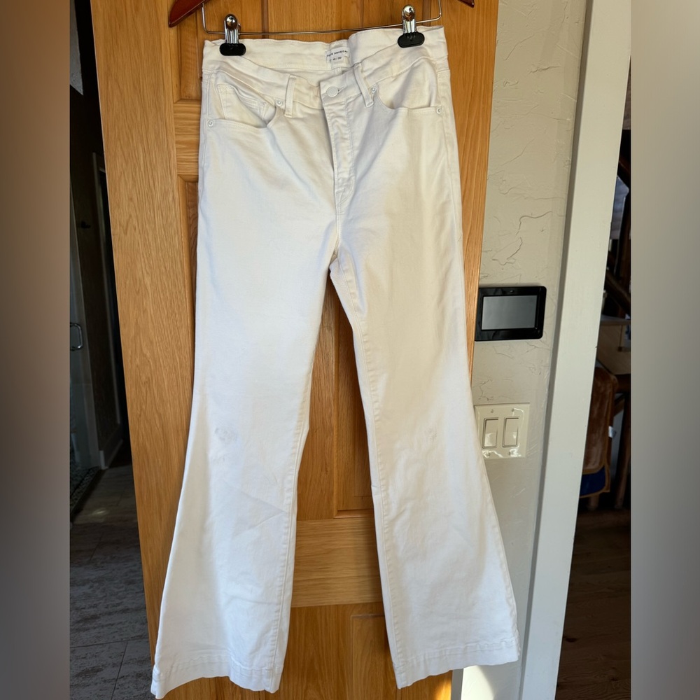 Good American white flare jeans